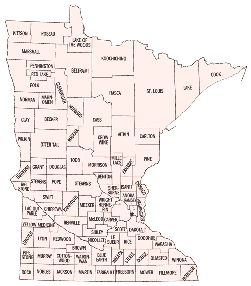 Map of Minnesota Counties